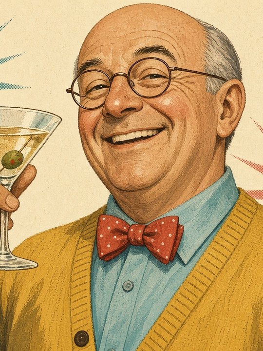 Illustrated portrait of Augie, a fictional character